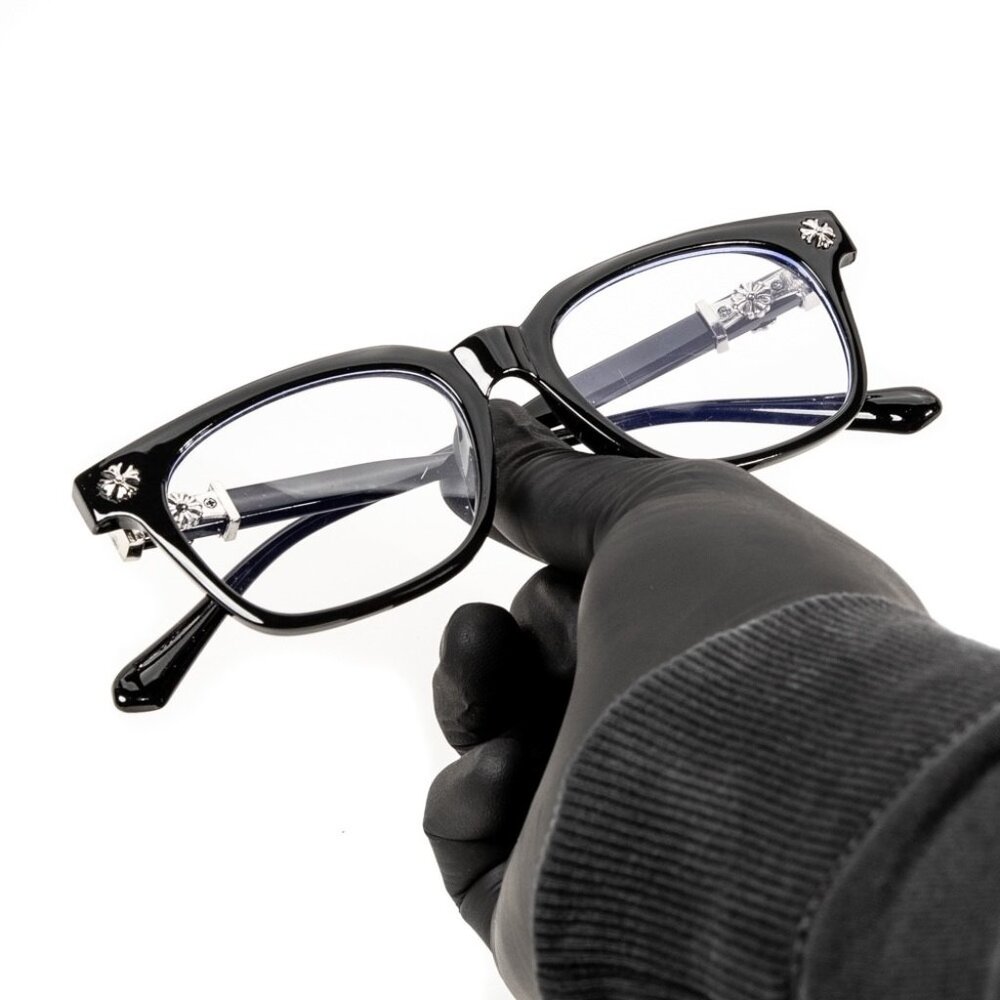 Men Women Clear Lens Designer Classic Black Silver Plated Cross Glasses